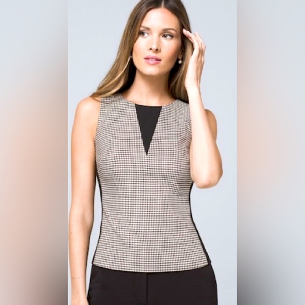 NWOT White House Black Market Houndstooth Sleeveless Blouse size 6
